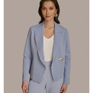 Donna Karan XL women’s hardware closure Sky Blue sweater Blazer NWT